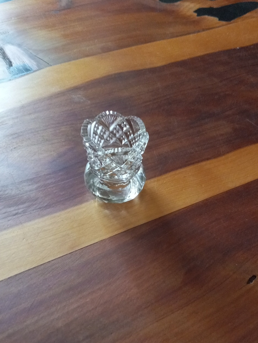 Cut Glass Toothpick Holder - Clear Pressed Glass